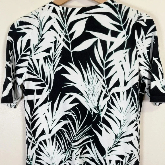 Talbots Tropical Leaf Fern Short Sleeve Button Sweater - Picture 14 of 16